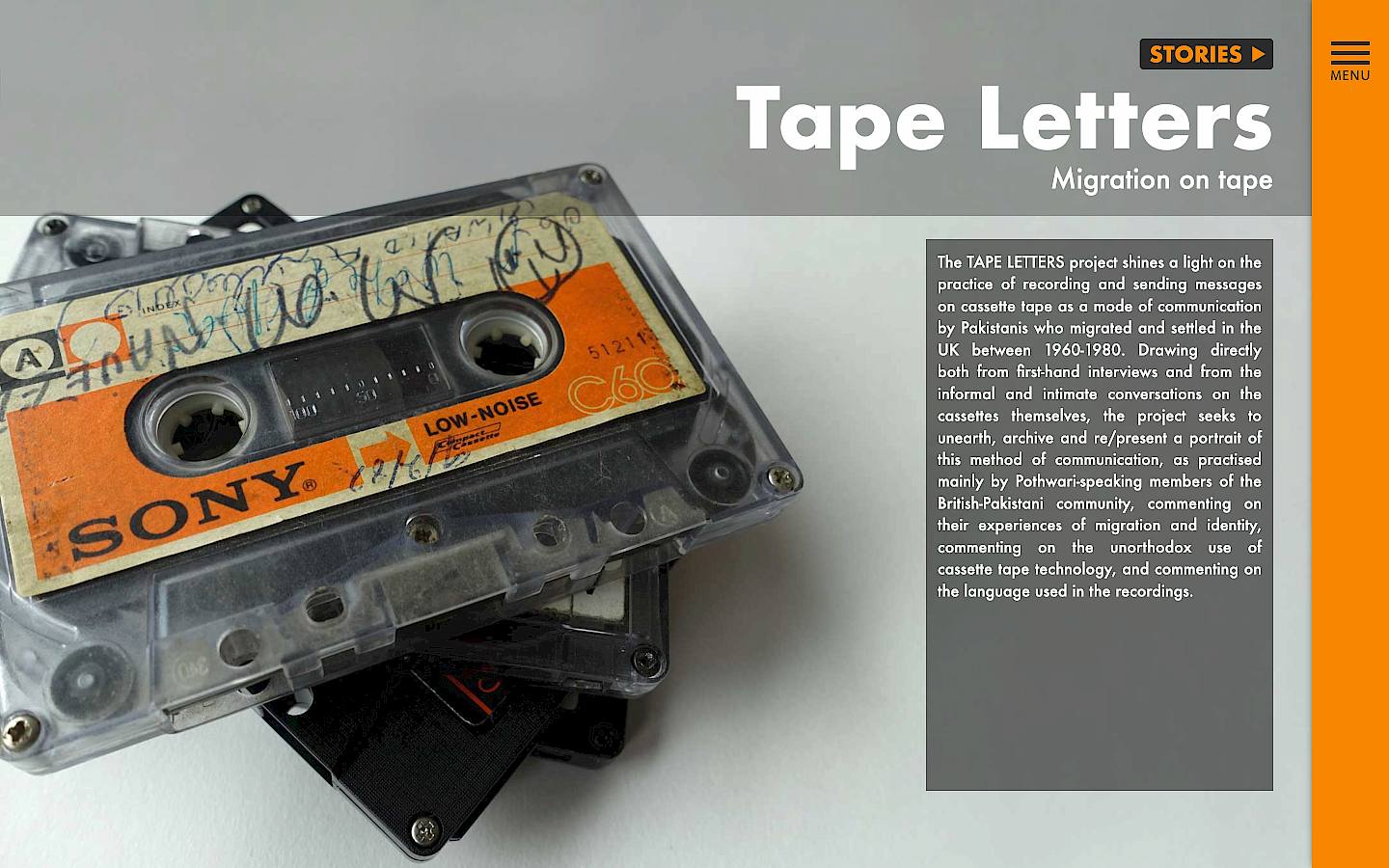 A screenshot of the website showing a orange Sony C60 cassette from the 1980s.