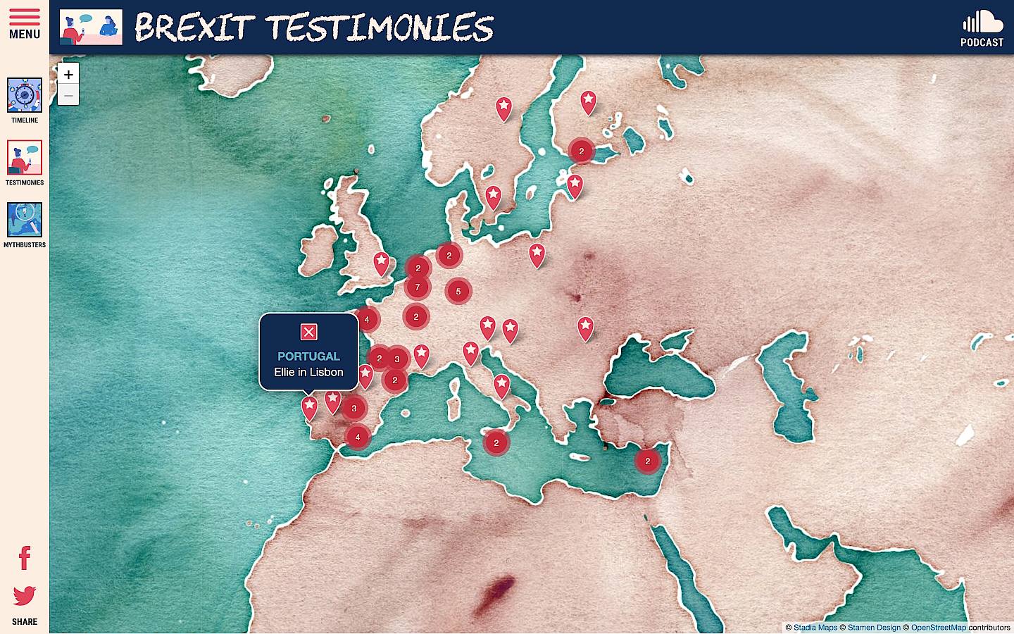 A screenshot of a beatifully themed map of Europe.